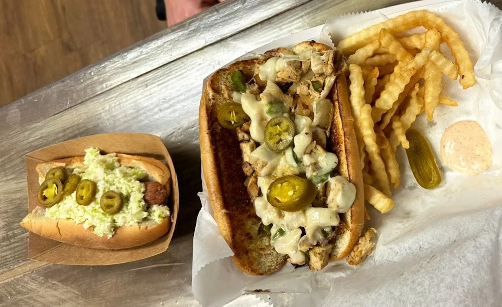 Chicken Philly and Slaw Dog